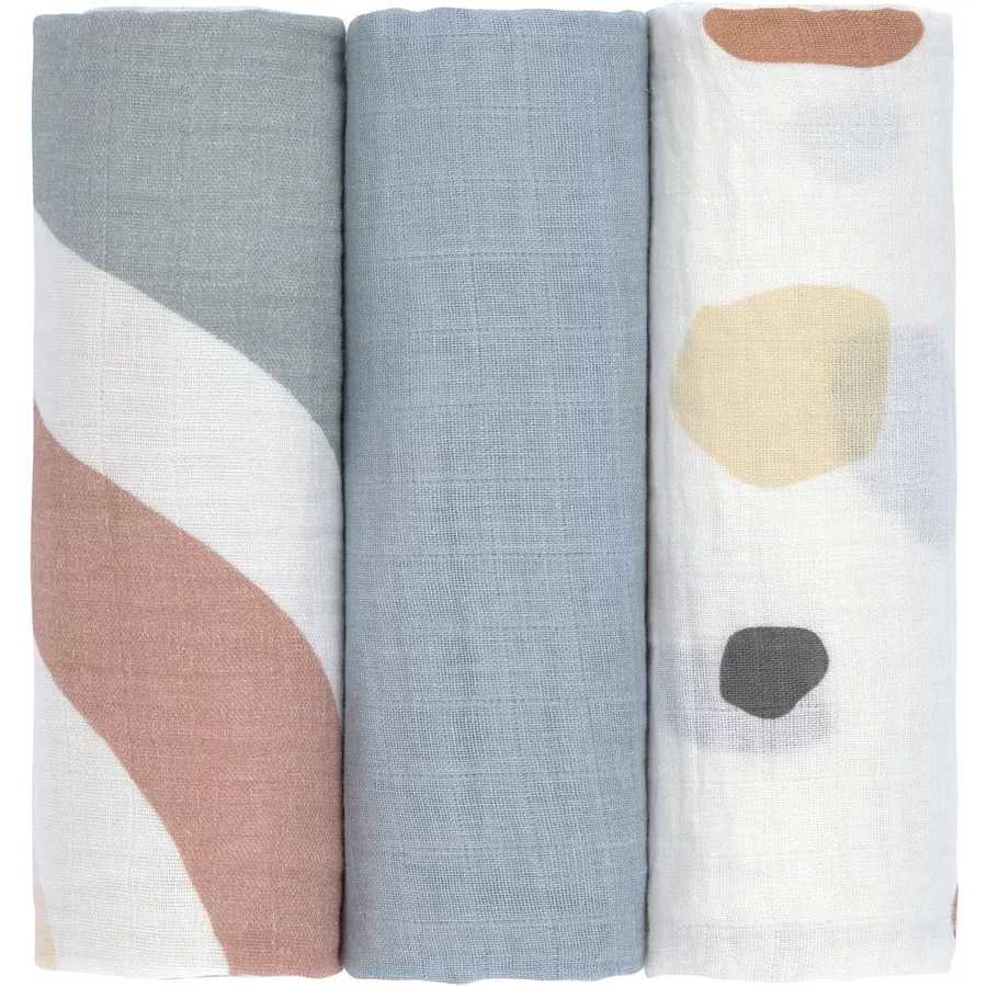 LÄSSIG Mulltücher L 3er Pack rainbow powder blue