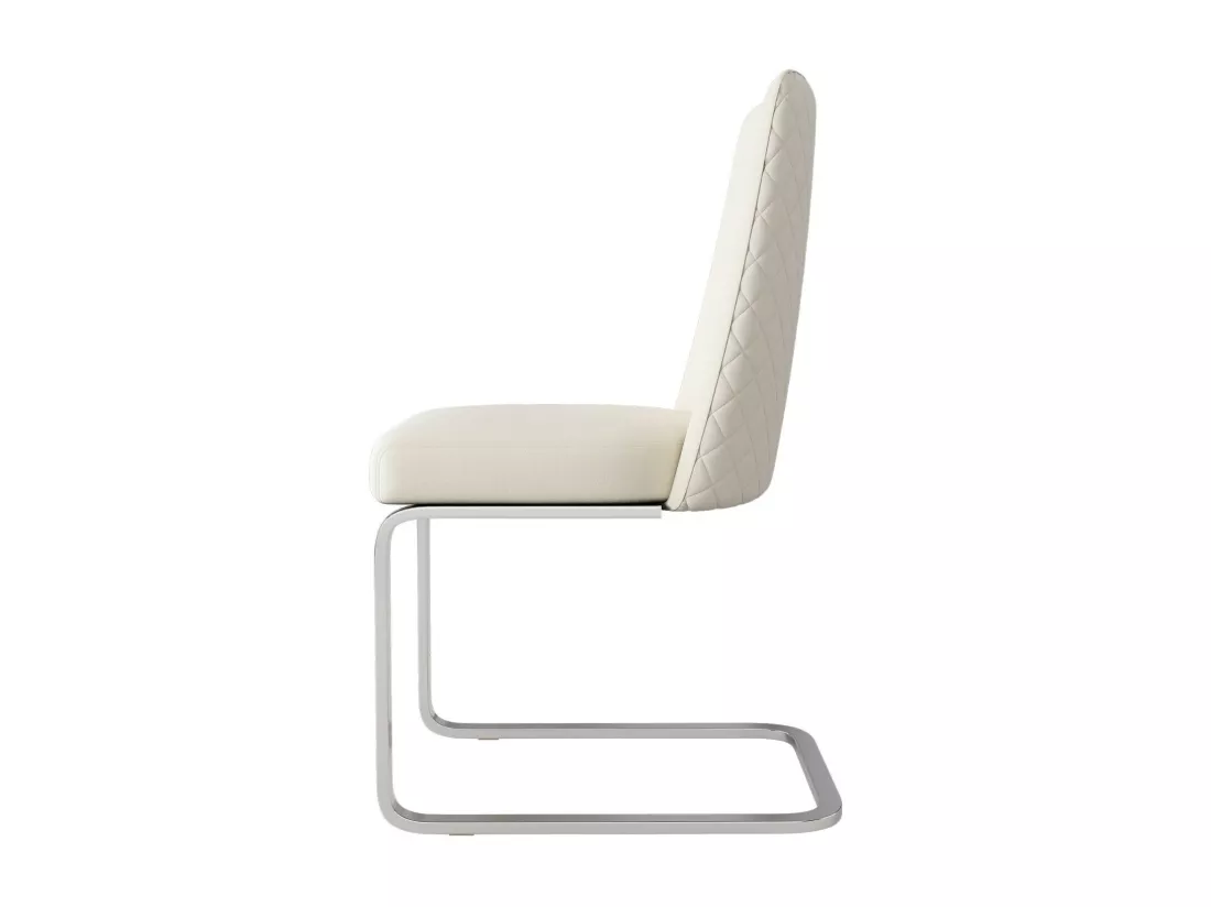Lot de 6 chaises cantilever en velours et métal argenté, conception de diamant, charge max 150kg, 55x45x87cm, Beige