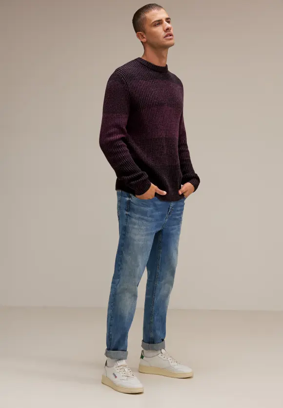 Mouliné Strickpullover - ink red