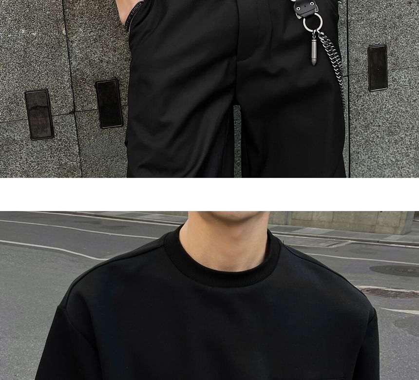 Omozando - T-shirt met korte mouwen, ronde hals en ritsdetail