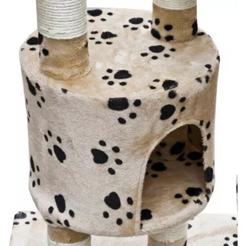 Arranhador XL para gatos, bege, com estampa de pata.