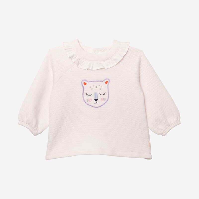 Sweat bébé fille brodé chat beige Catimini Beige