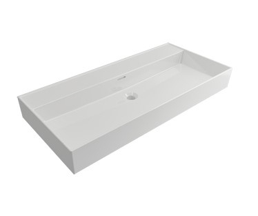 Plieger Kansas wastafel zonder kraangaten met overloop 100x46.6cm glans wit