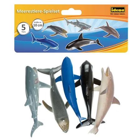 Idena Meerestiere-Spielset aus Kunststoff, ca. 10 cm, 5 Stück