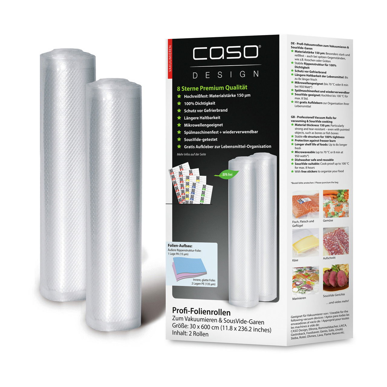 CASO Design Folienrollen 2er-Set 30x600 cm