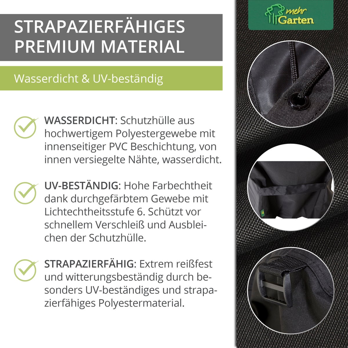 More Garden - Premium gasgrillhoes: 76(B) x 66(D) x 109(H) cm | Waterdichte en weerbestendige gasgrillhoes van Oxford 600D-stof | Grillkaphoes | Zwart