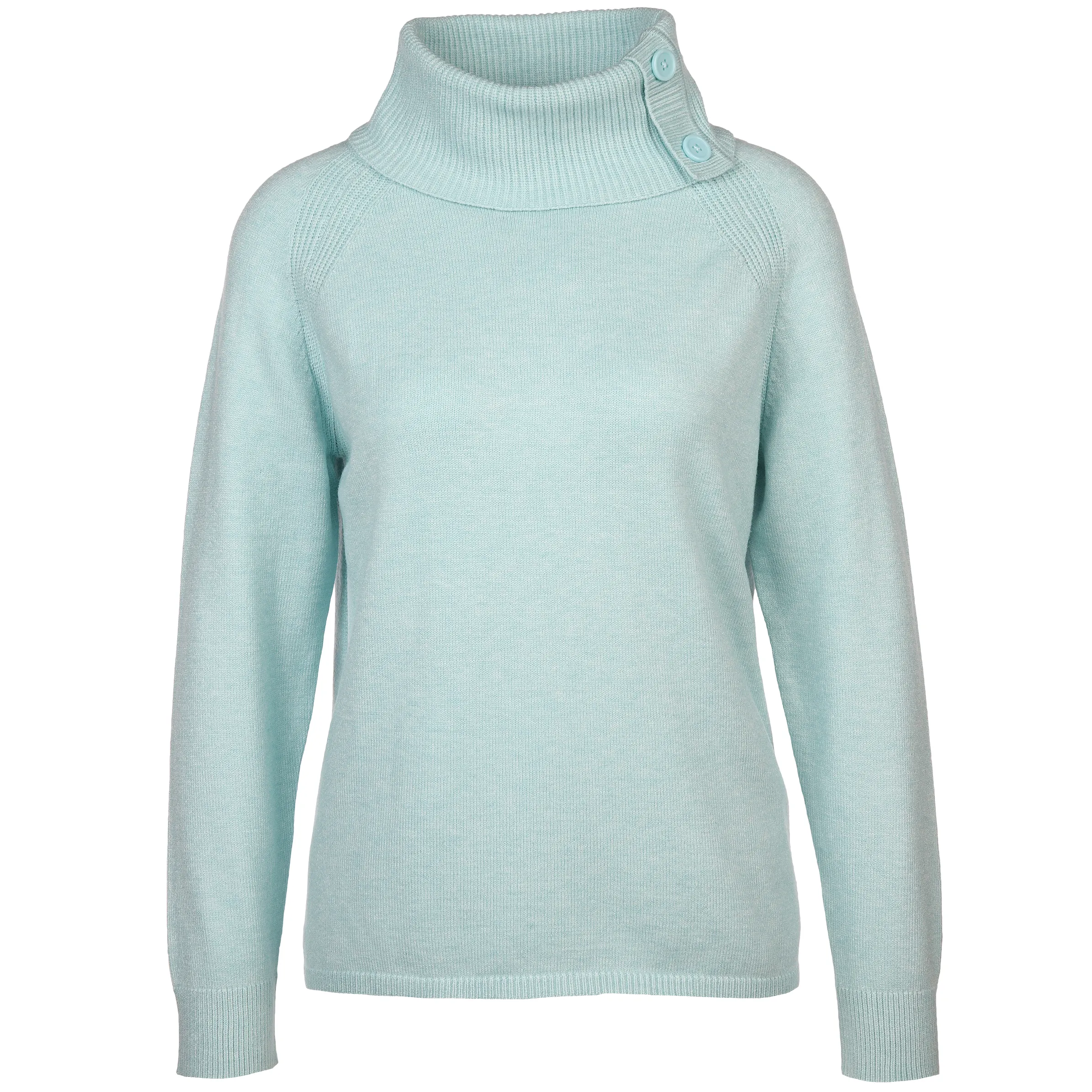Damen Pullover mit Rollkragen und Dekoknopf