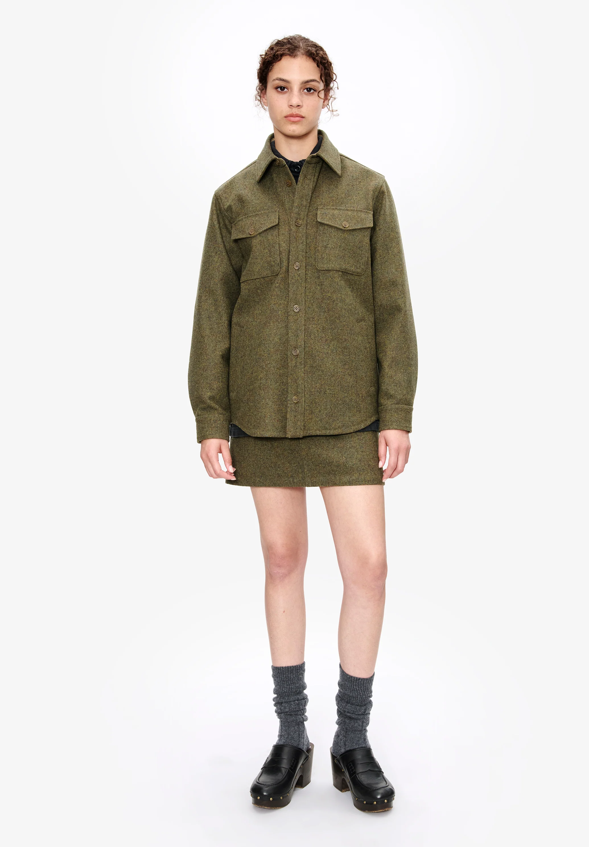 Veste surchemise - Vert chine