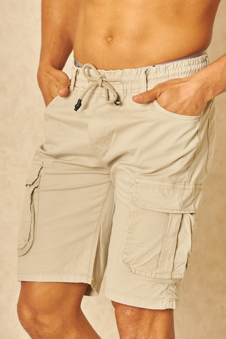 Short cargo en toile beige