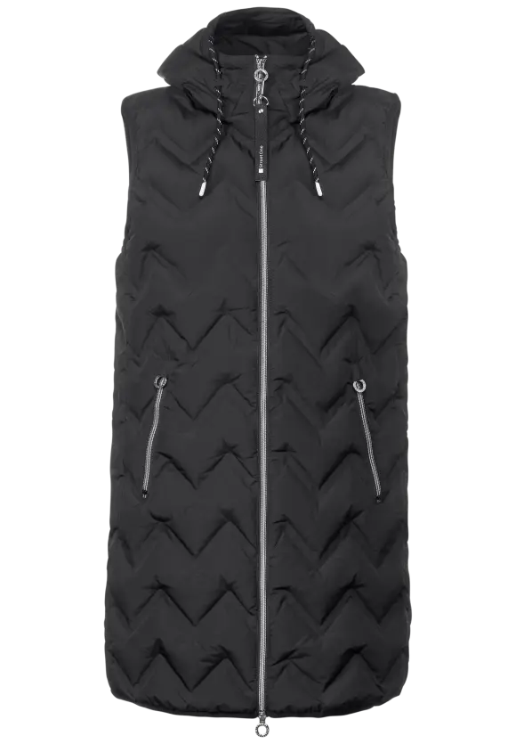 Longweste mit Kapuze - Black