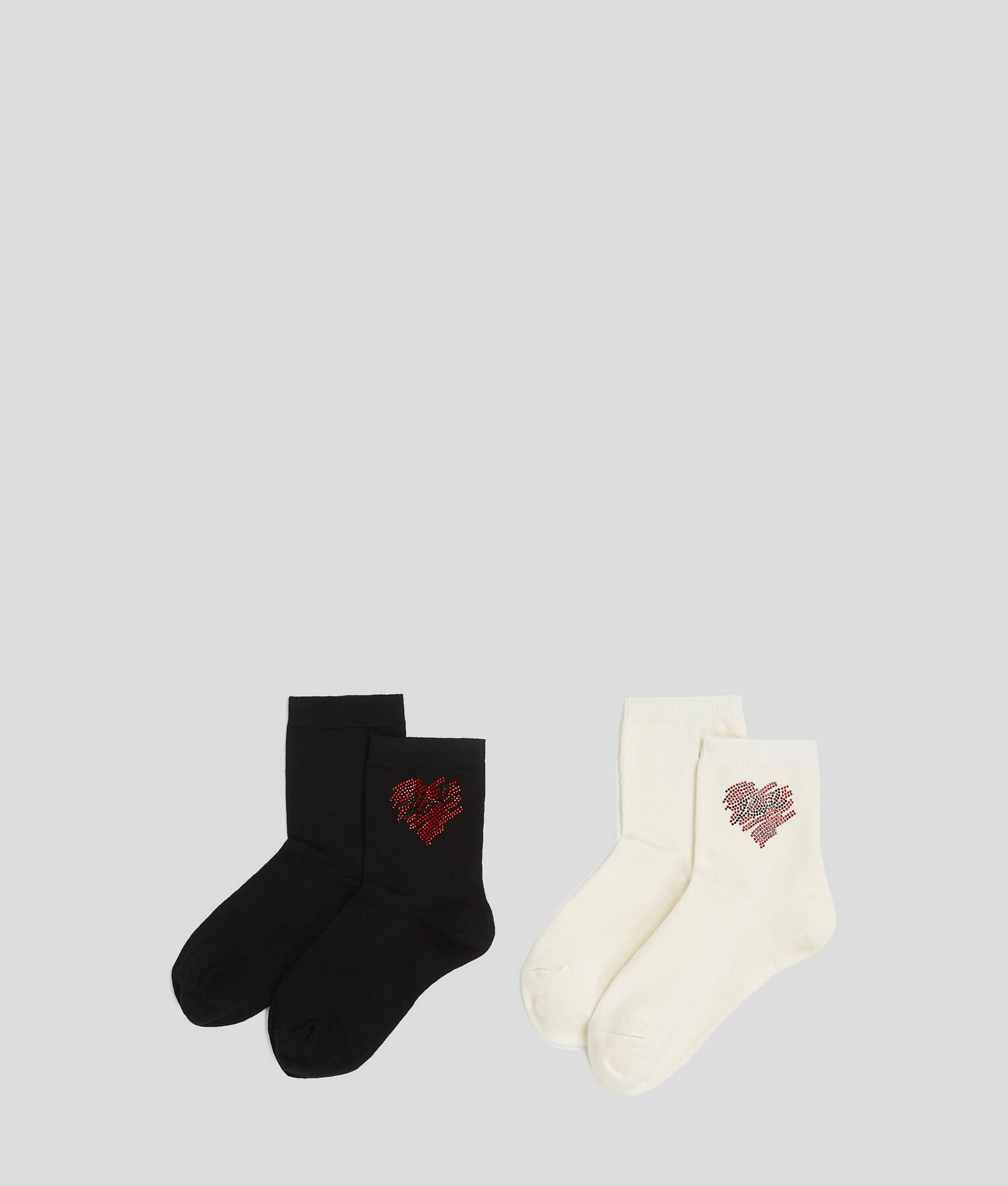 CHAUSSETTES À STRASS K/HEART – LOT DE 2 - Noir/Crème