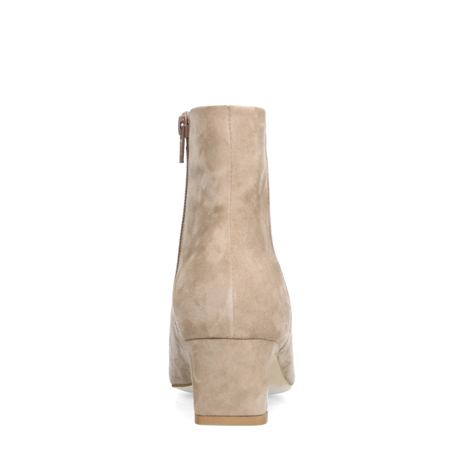 Beige suède enkellaarsjes met hak