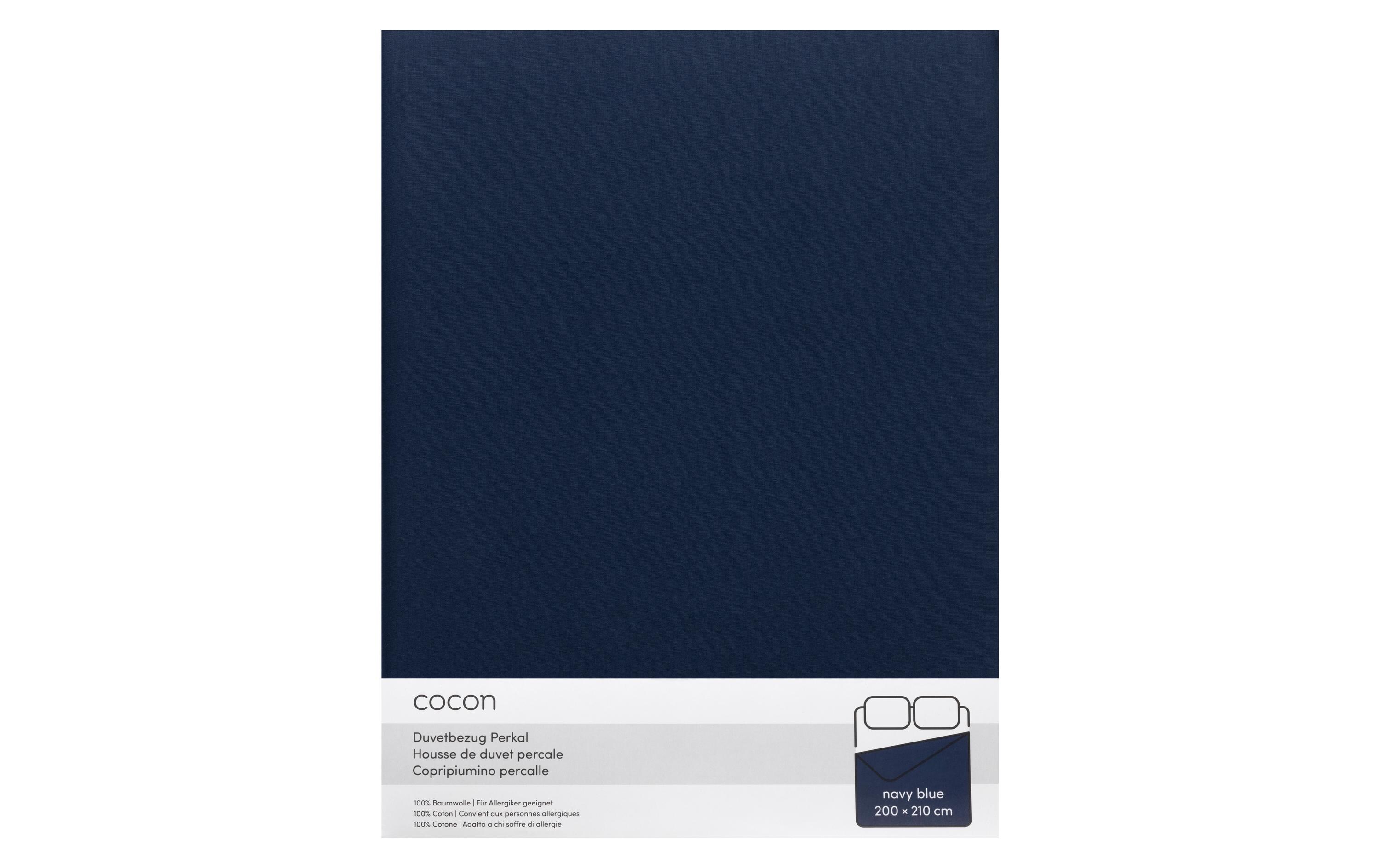 Duvetbezug Perkal 200 x 210 cm, MarineblauBettbezug aus reinem Baumwollperkal
