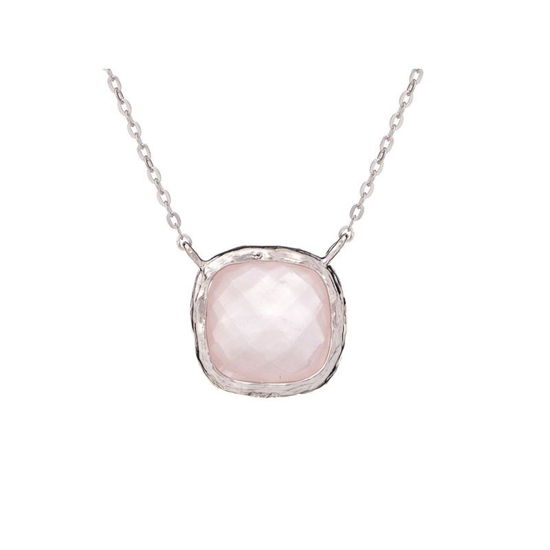 Collier Quartz Rose argent rhodie