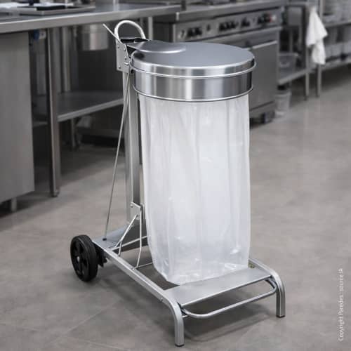 Support sac mobile métal à pédale 110L inox Medial