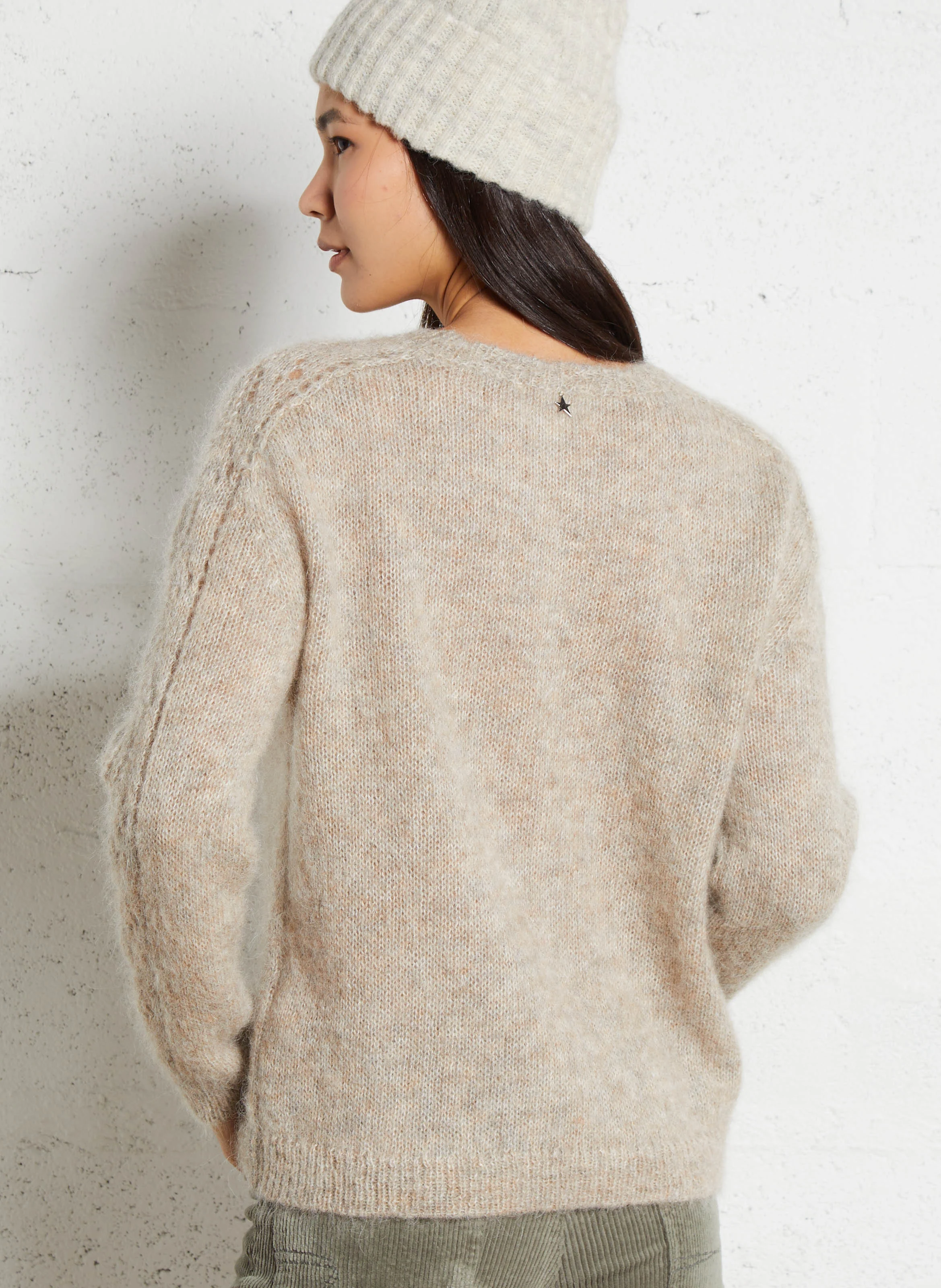 MARTIK - Pull droit en mohair et alpaga mélangé | Beige