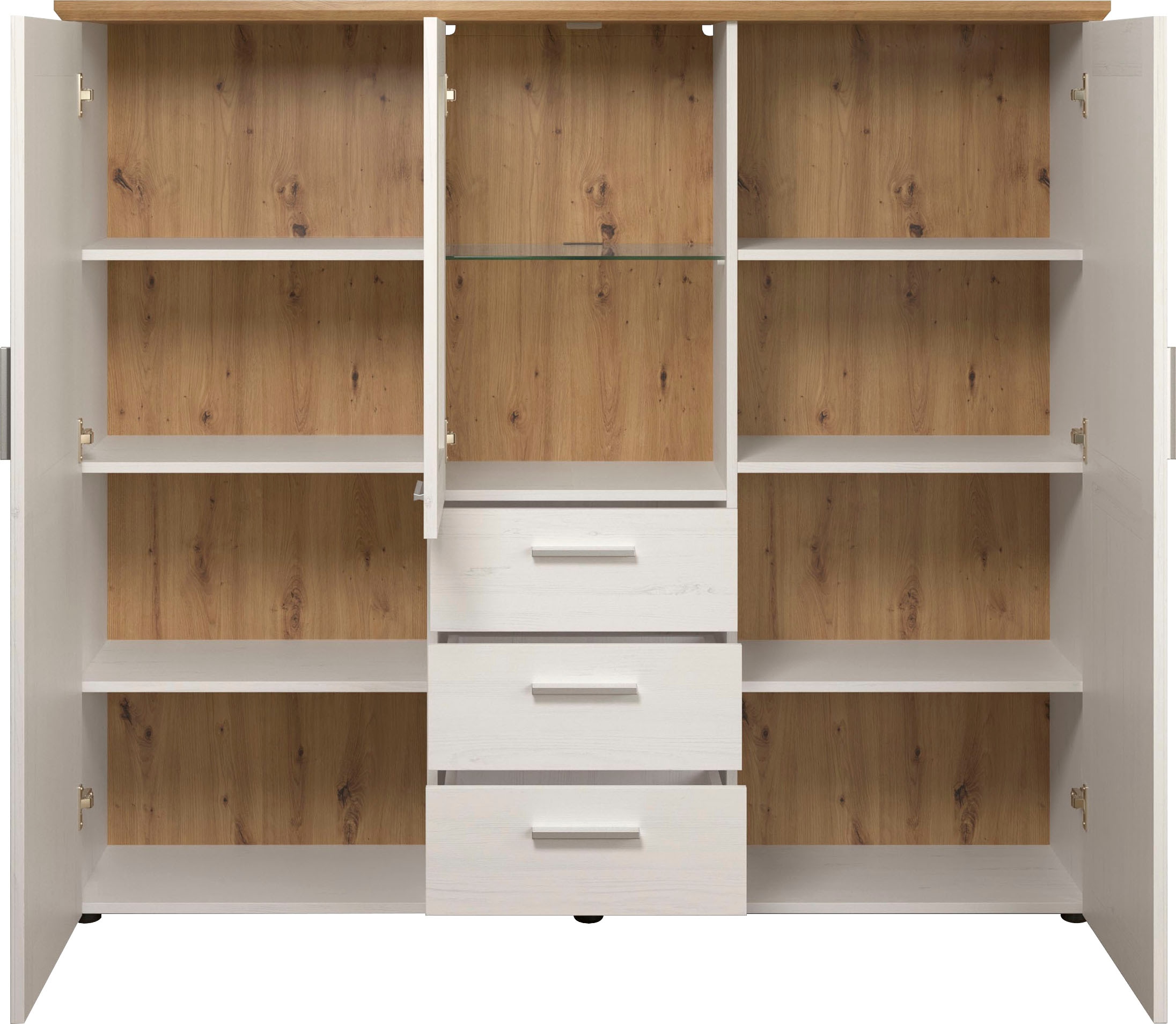 Home affaire Highboard »Nybro« Vitrine, wechselseitig montierbarer Türanschlag, Breite 159 cm