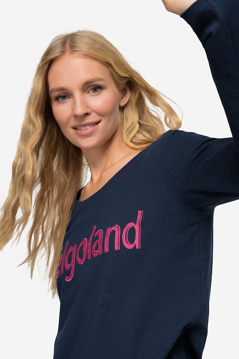 Langarm-Shirt, gestickter Schriftzug, Rundhals