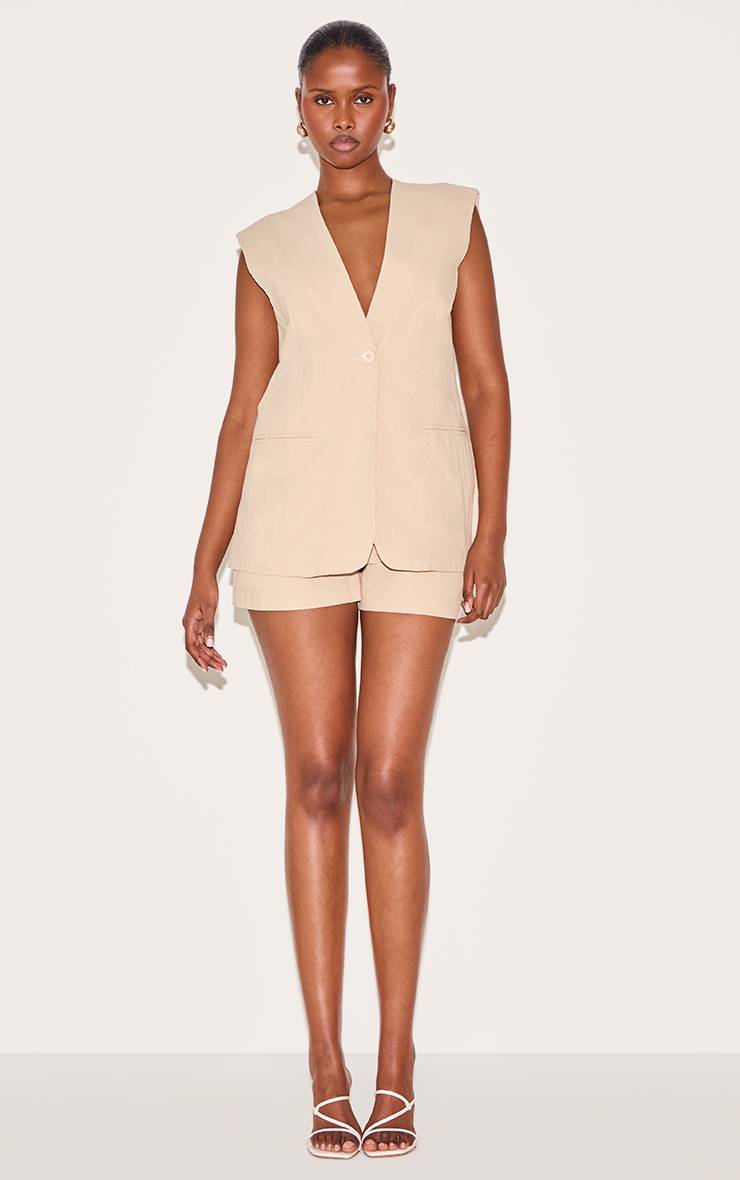Sable Gilet Long Effet Lin