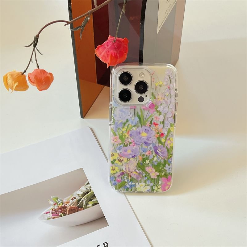 Fonekase - Bloemen telefoonhoesje - Apple iPhone 16 Pro Max / 16 Pro / 16 Plus / 16 / 15 Pro Max / 15 Pro / 15 Plus / 15 / 14 Pro Max / 14 Pro / 14 Plus / 14 / SE / 13 Pro Max / 13 Pro / 13