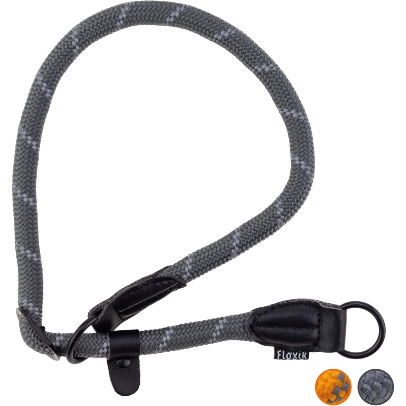 Floxik Retrieverhalsband - Robustes Halsband mit Zugstopp grau