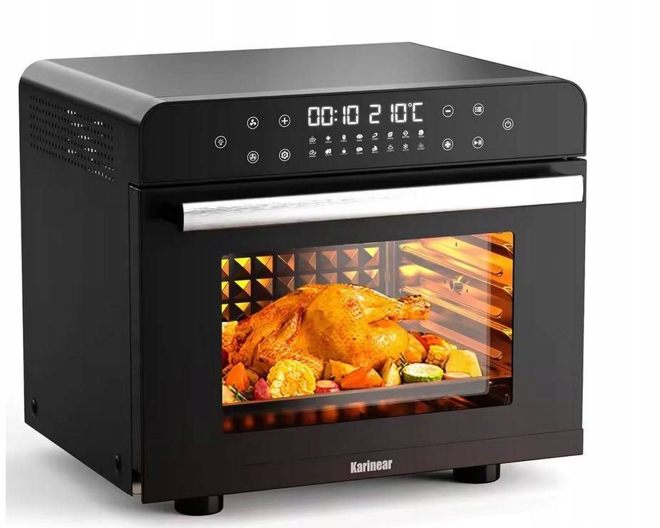 30L Heißluftfritteuse XXL Minibackofen mit LED-Touchscreen Minibackofen mit Umluft mit 20 Programmen und Zwei Kochmodi