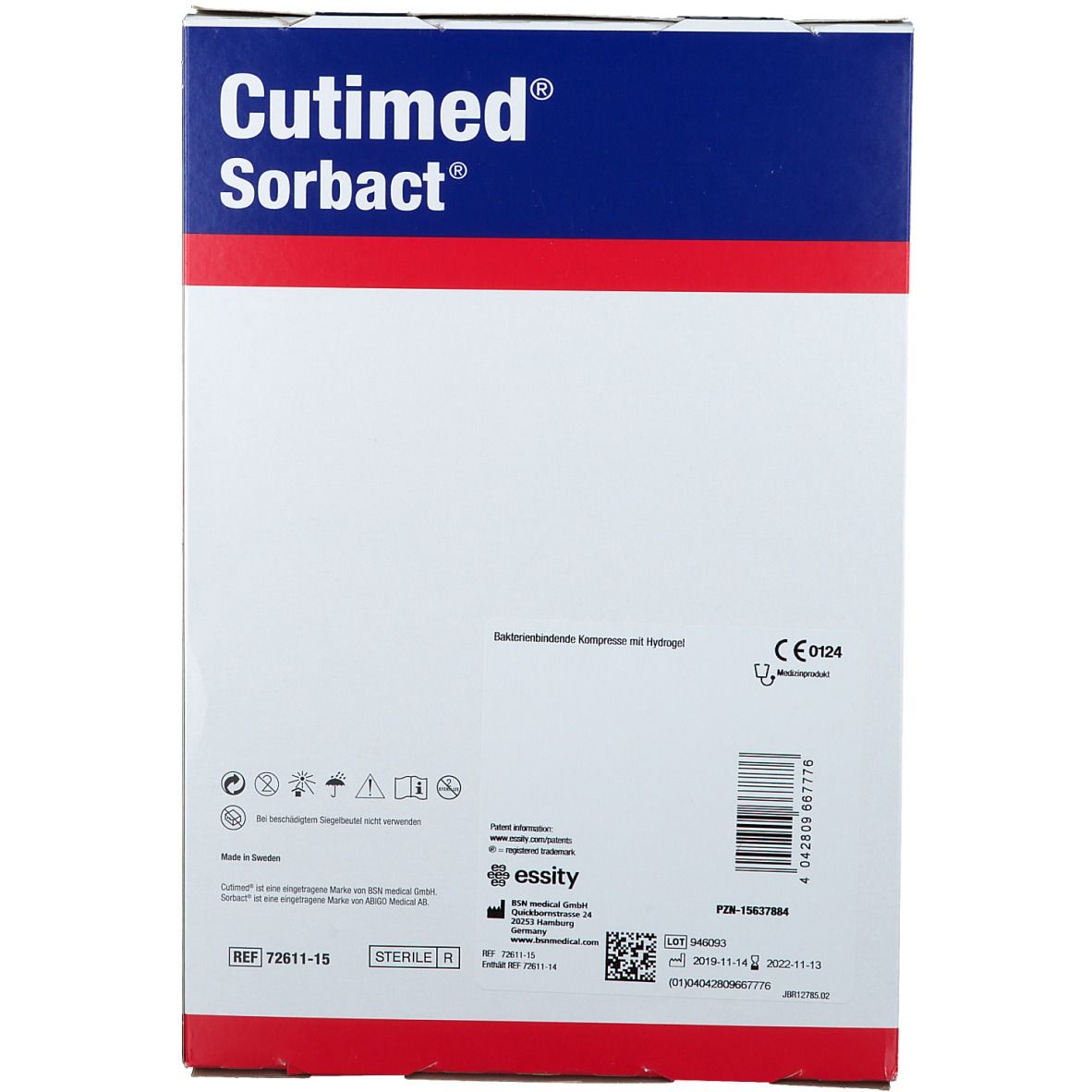Cutimed® Sorbact® Gel Kompressen 15 x 20 cm