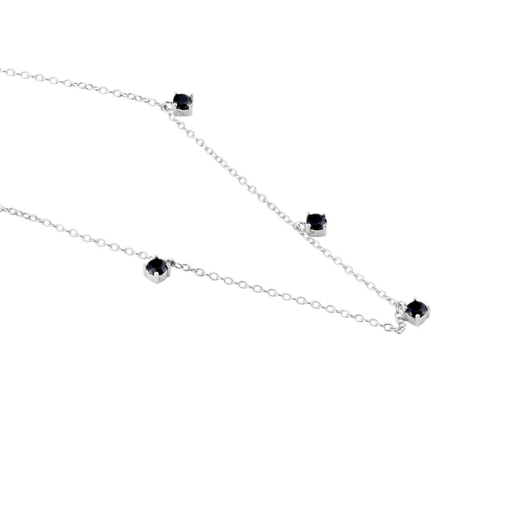 Collier Callias Argent Blanc Oxyde De Zirconium Noir