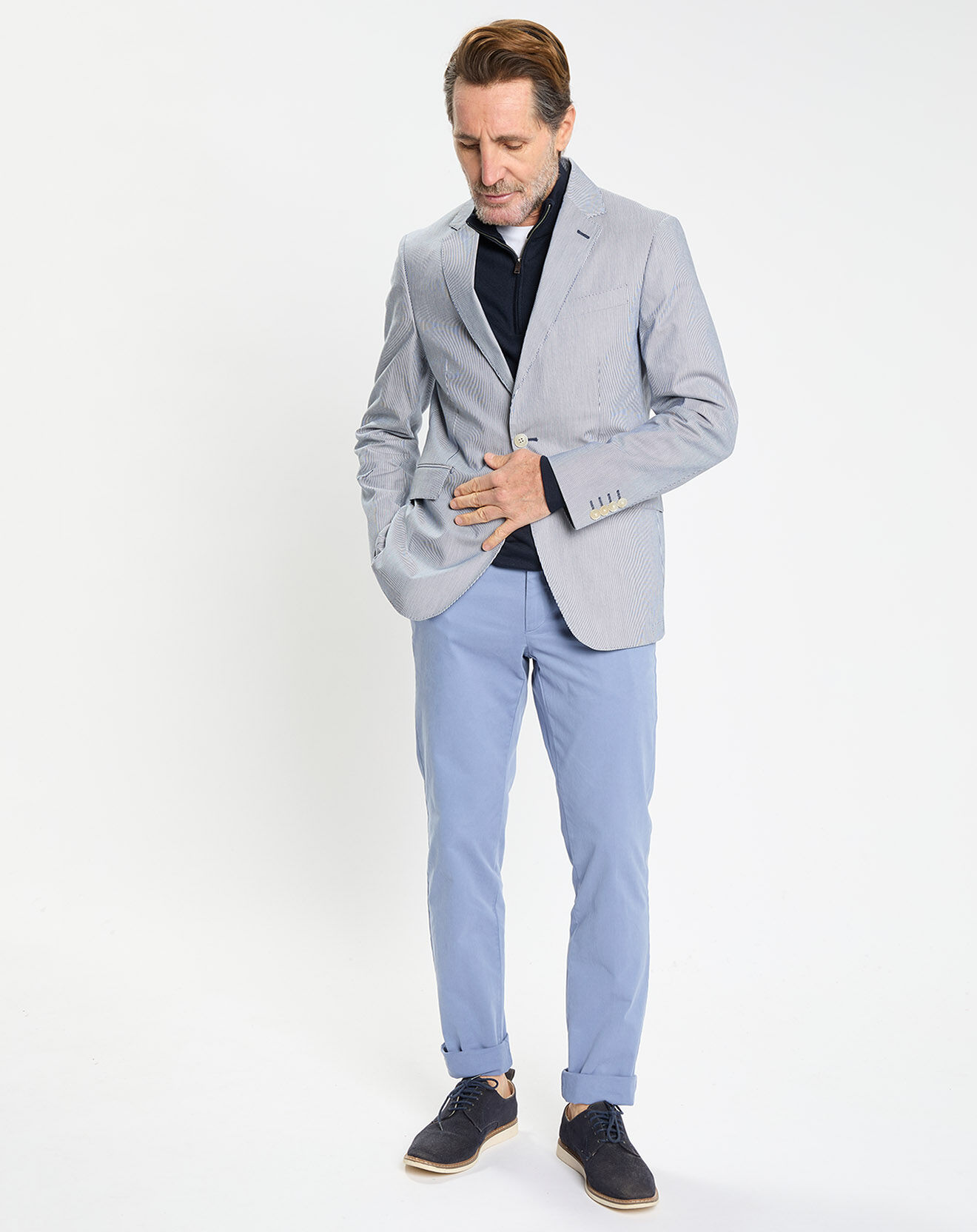Hackett London Blazer en Coton & Lin Milleraie bleu/blanc