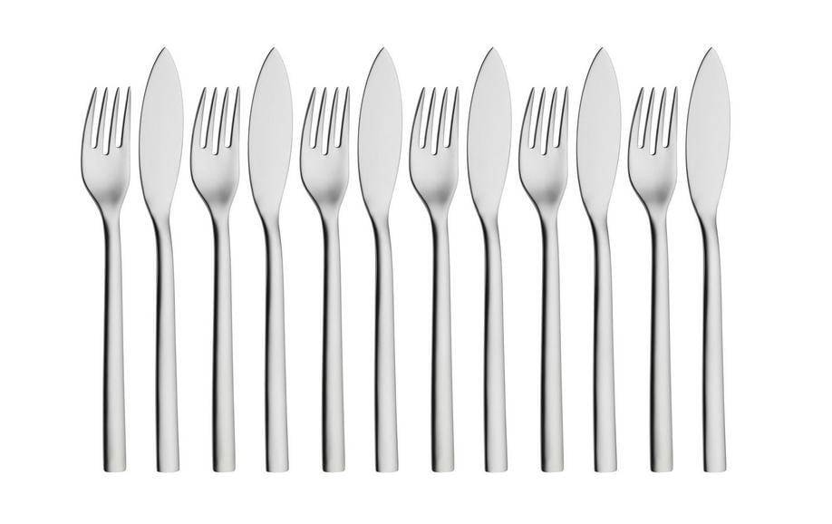 Fischbesteck-Set 12-teilig, SilberBesteck-Set für 6 Personen