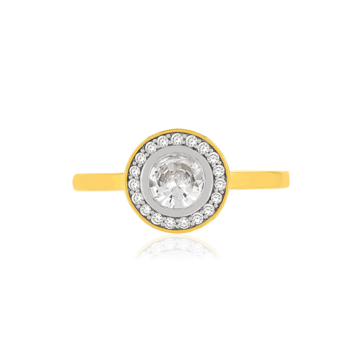 Bague plaqué or 2 tons zirconias