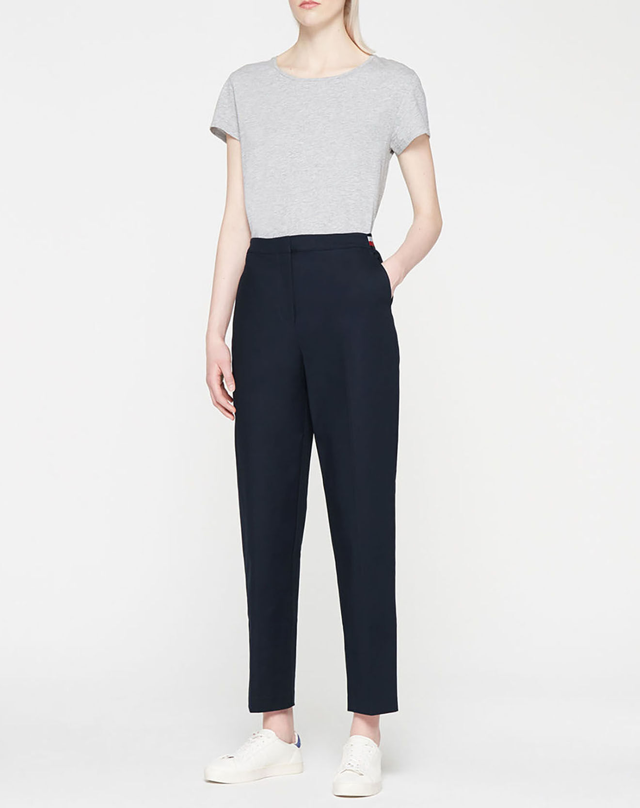 Tommy Hilfiger Pantalon tapered fit slub on ankle bleu marine