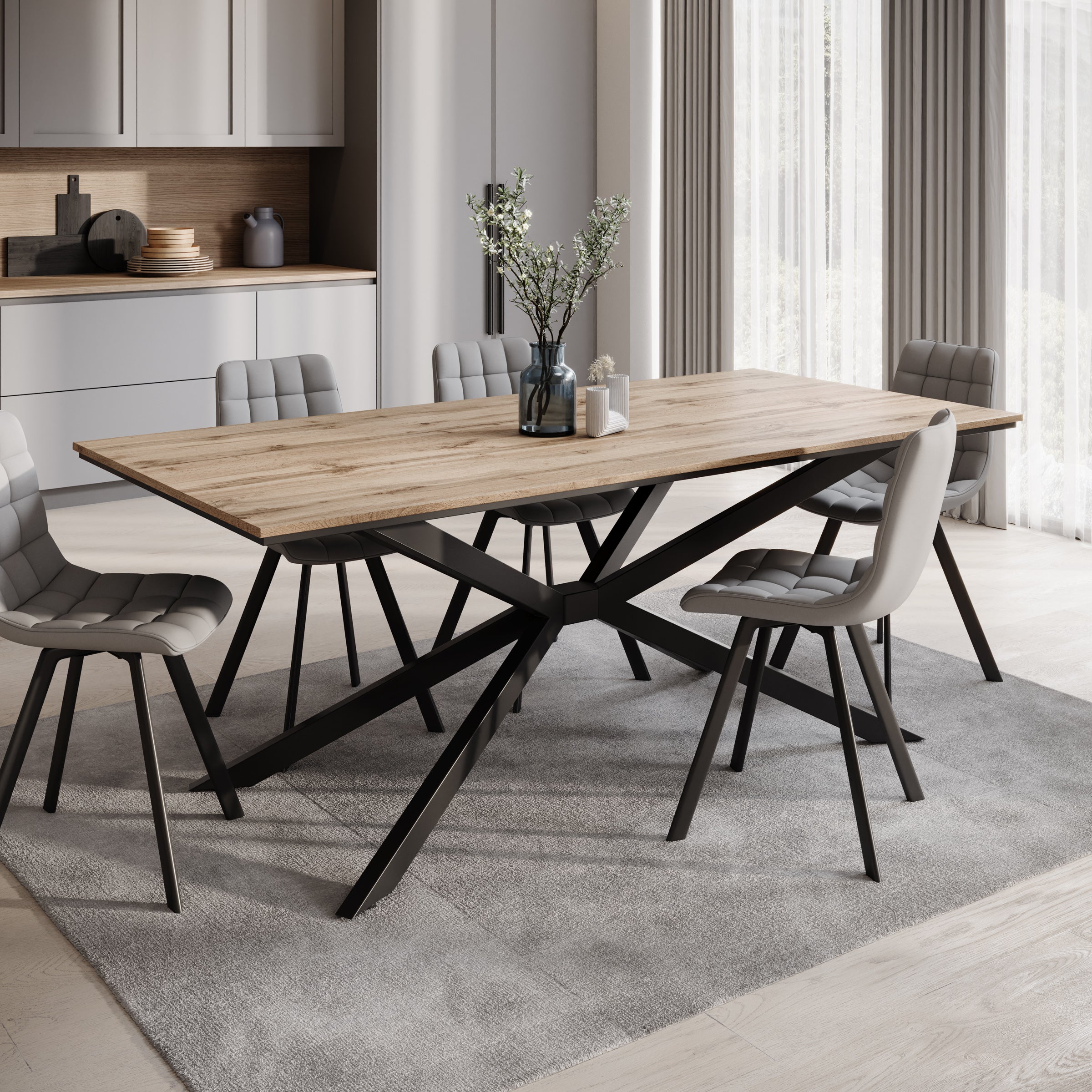Faithley - Eetkamertafel - Eiken - 190x90x74 cm