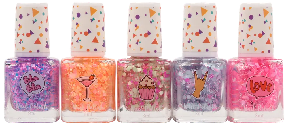 CREATEit Neglelak med konfetti 5 x 8 ml