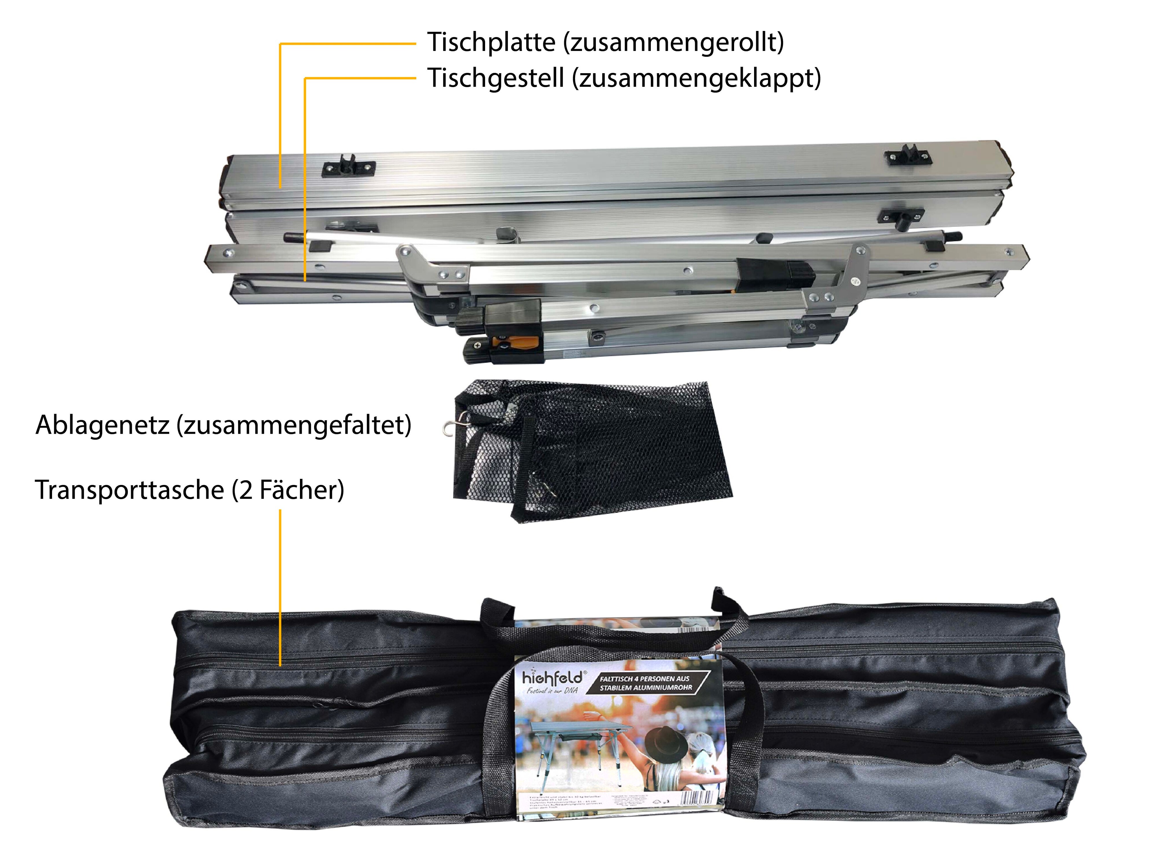 highfeld® Alu Falttisch Outdoortisch Reisetisch mit Tragetasche