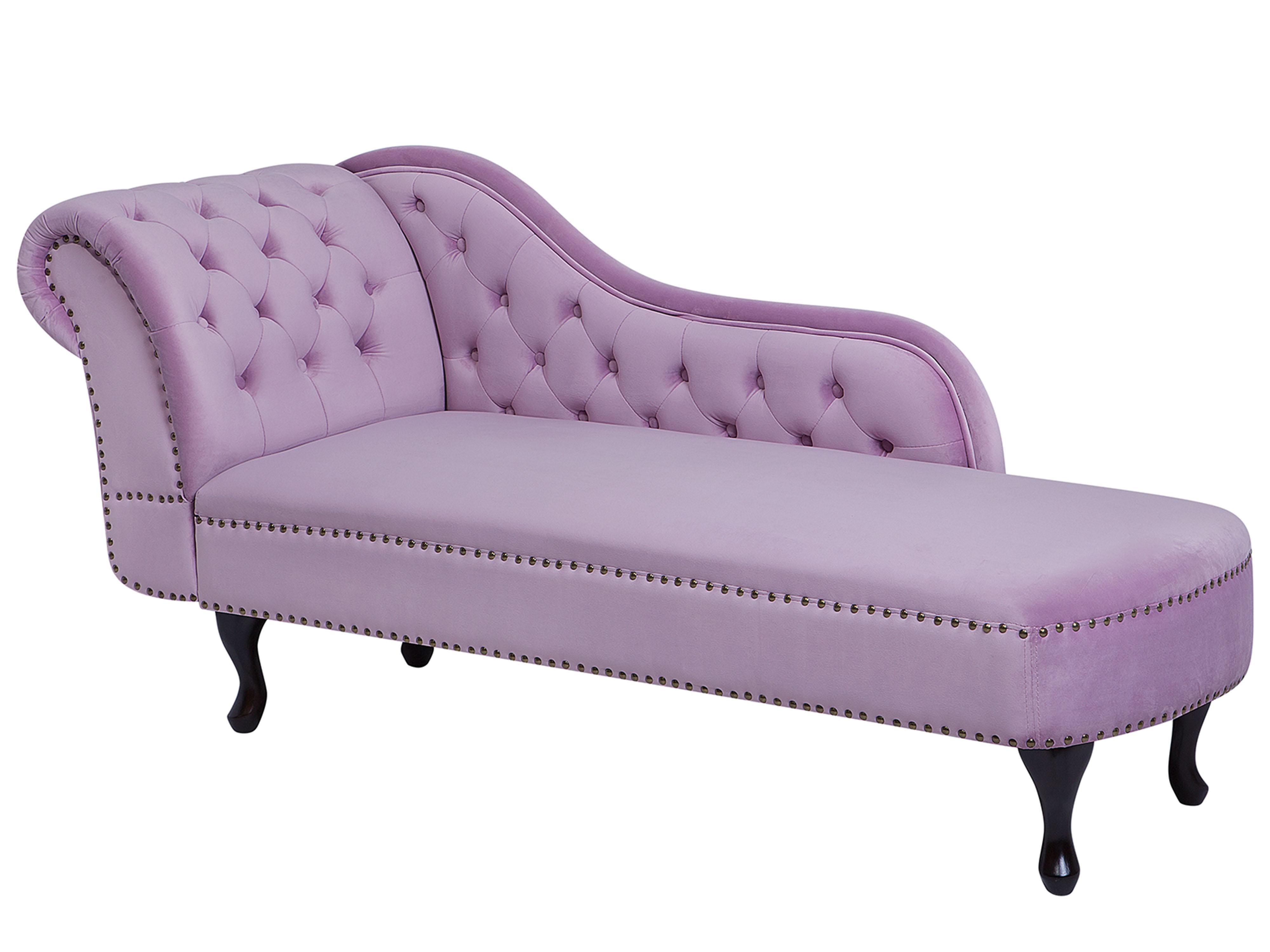 Linkszijdige chaise longue NIMES Fluweel Lichtviolet