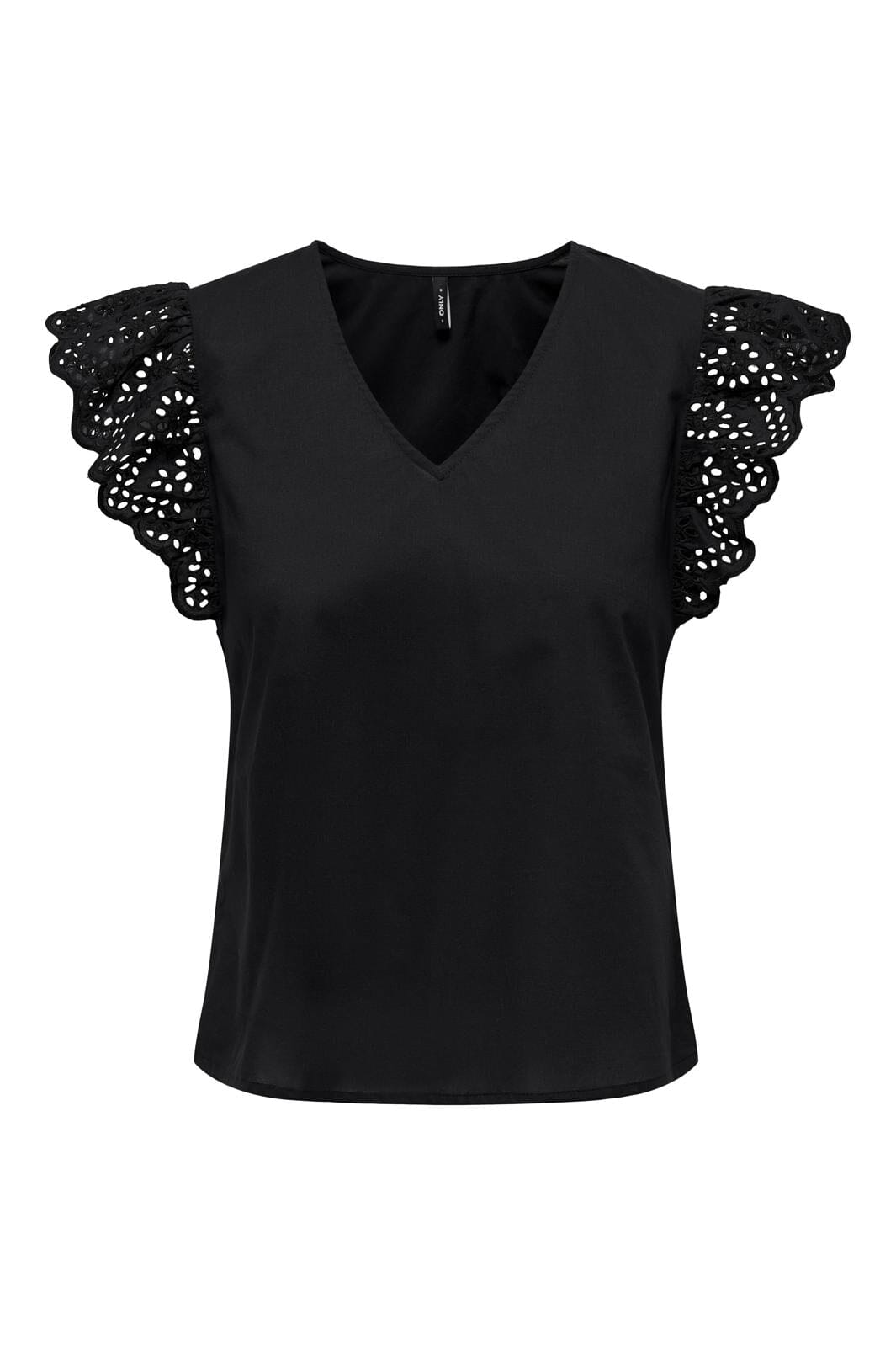 Only Onllou Life Emb S/S Frill Top 4415684 black