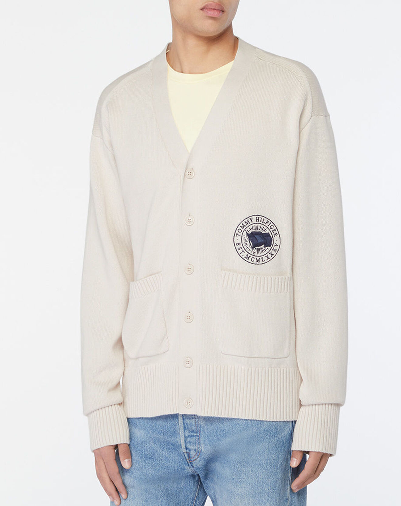 Tommy Hilfiger Cardigan Wavy Flag écru