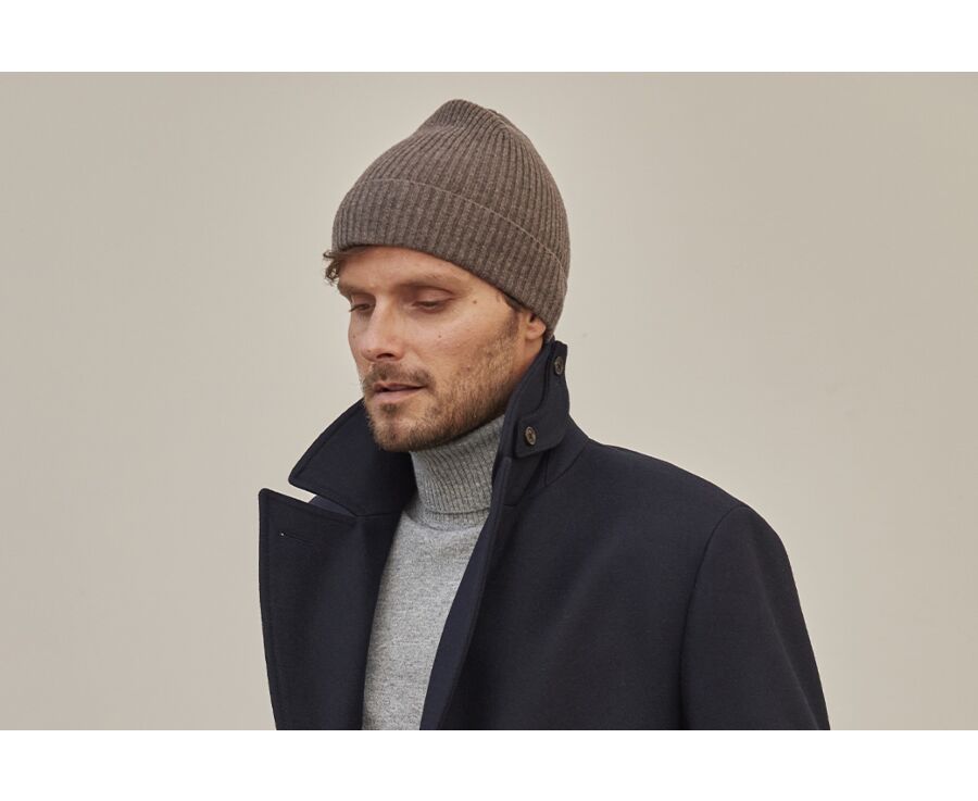 Bonnet laine homme Gris taupe chiné - BENNETH