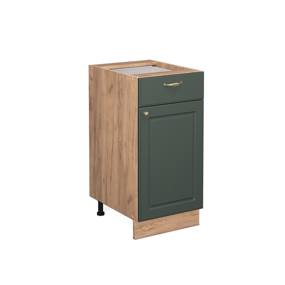 Vicco Schubunterschrank Küchenschrank Küchenmöbel Fame-Line Eiche Grün-Gold Landhaus 40 cm Küche Einbauküche Drehtür Schublade Einlegeboden Blende Küchenzeile