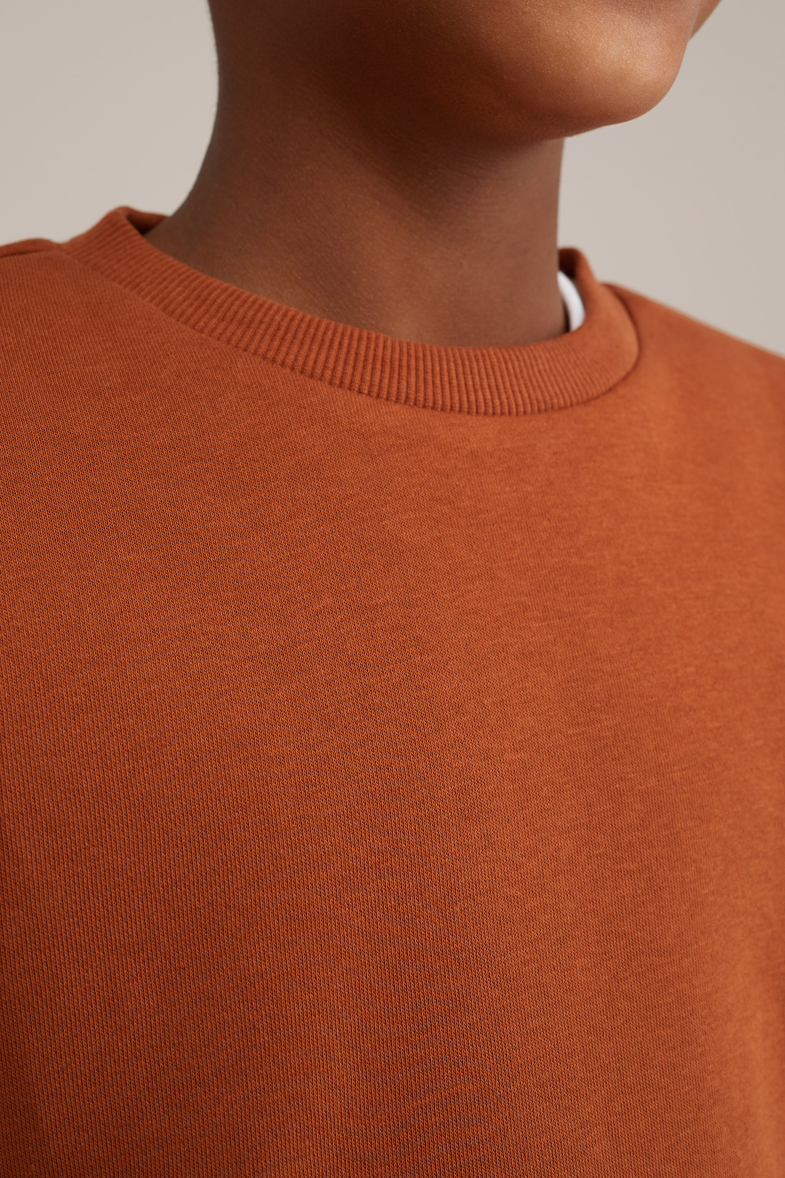 Unisex sweater met geribde details Blue Ridge Kaneelbruin