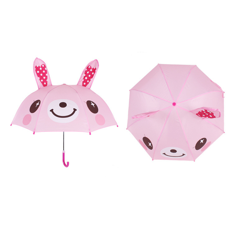 (Ø85cm) Kinder 3D Regenschirm Mädchen / Junge Schirm mit Sicherheits Mechanismus - Hase