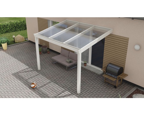Expert terrasoverkapping met helder polycarbonaat 300x250 cm wit