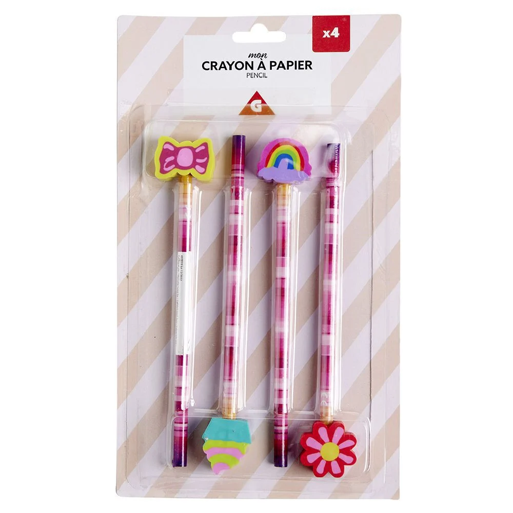 Crayon à papier avec gomme intégrée forme fantaisie L23,5cm x6