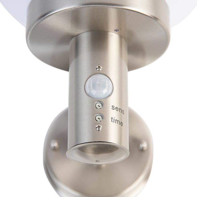 RVS buitenwandlamp IP44 met bewegingsmelder - Sfera