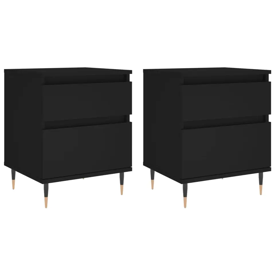vidaXL - Nachtkastje - Zwart - Bewerkt hout - 2 stuks