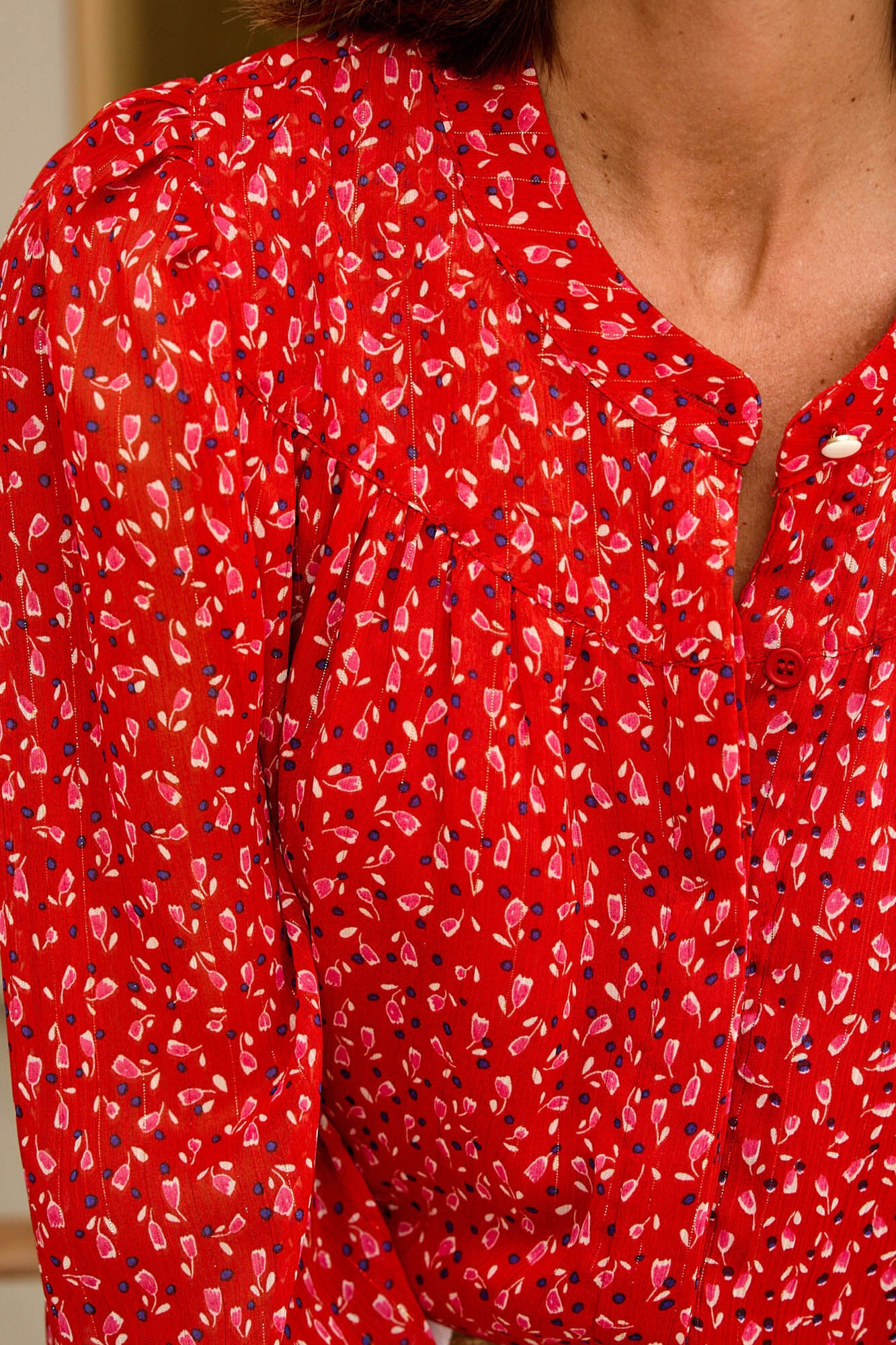 Blusa Cattalina com estampa floral - Coral