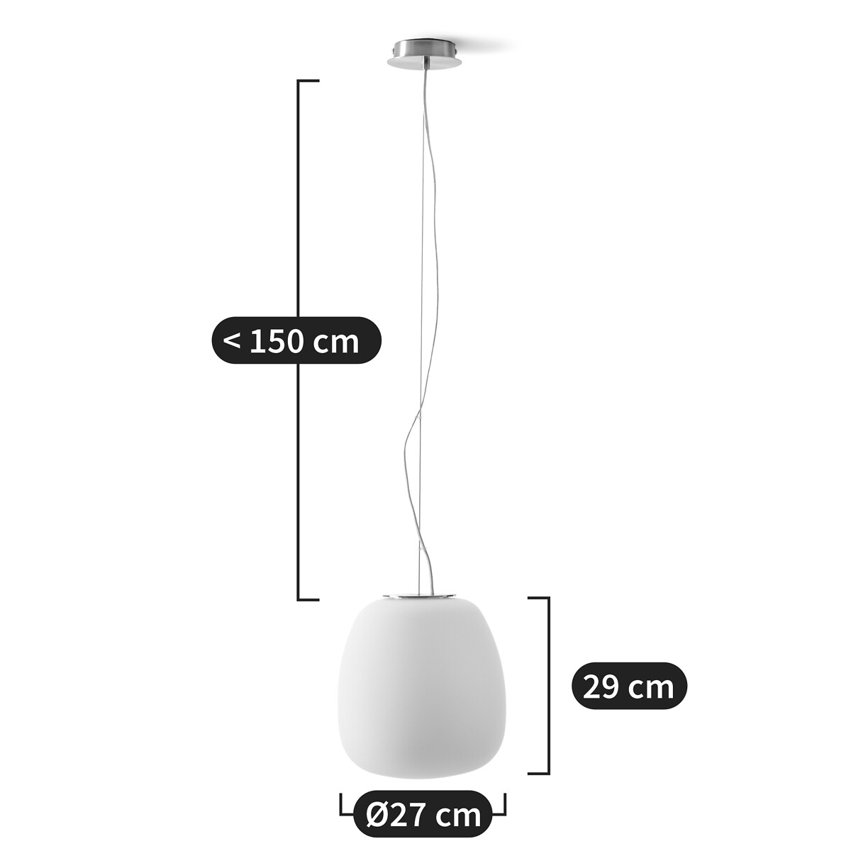 AM.PM<br>Luminária pendente em vidro fosco, formato alongado, Raeyes