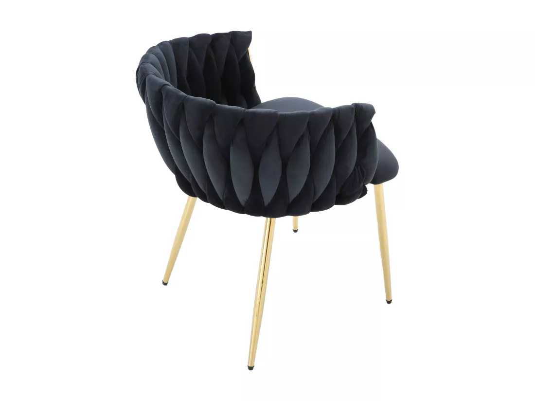 Lot de 2 chaises avec accoudoirs en velours et métal doré - Noir - ELEGANO