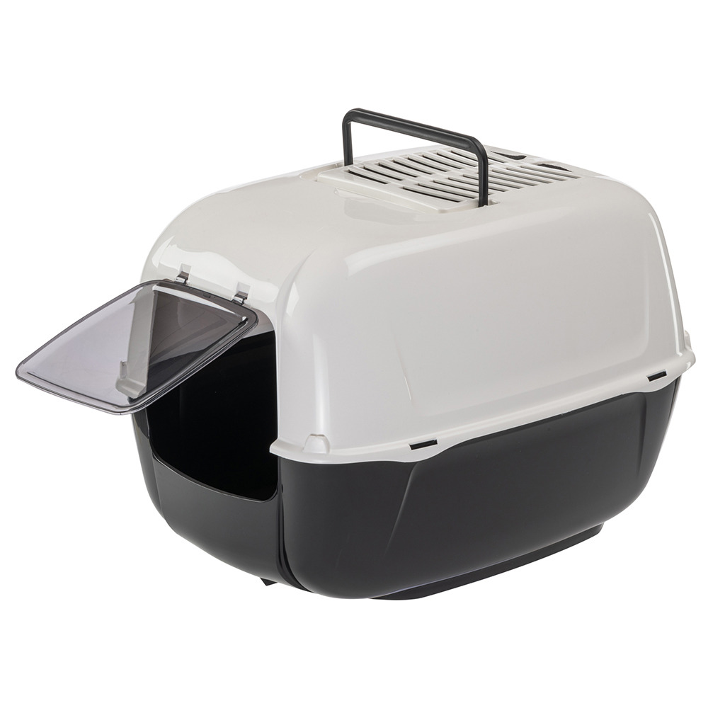 Ferplast bac litiere pour chat, maison de toilette pour chat, 2 filtres à charbon actif anti-odeur inclus, porte battante